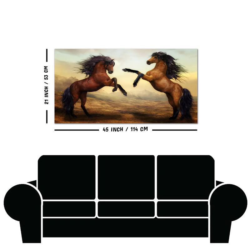 Two Brown Horses Premium Wall Painting