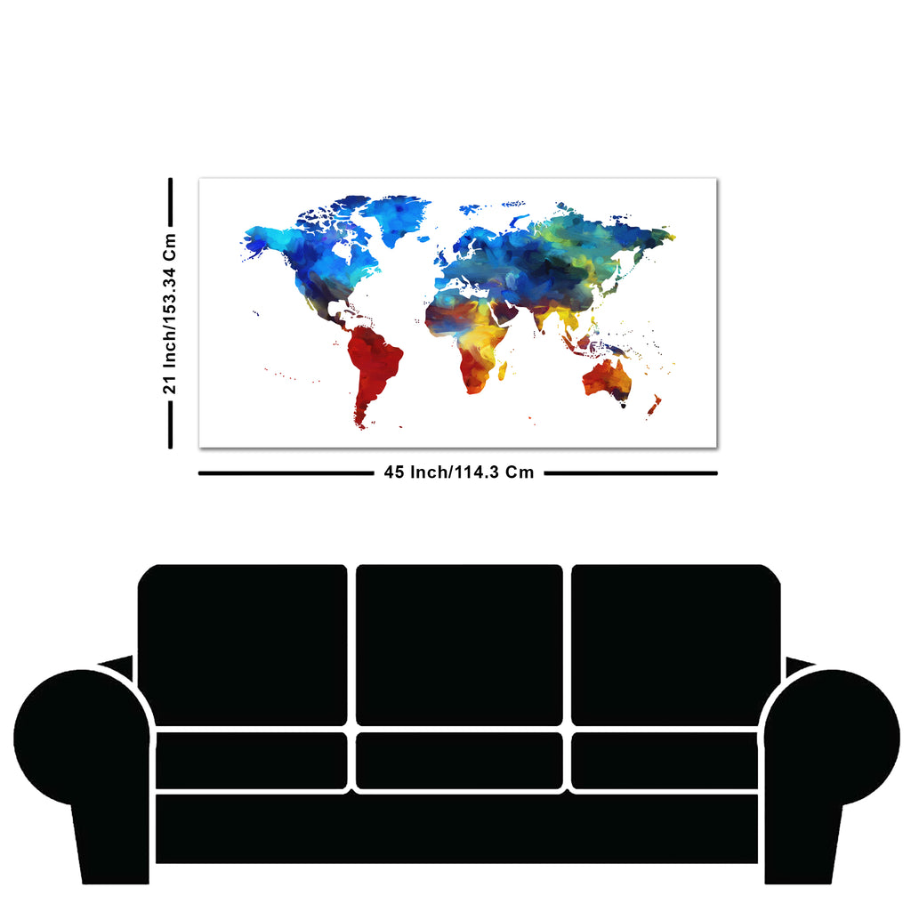 Colorful World Map Premium Wall Painting