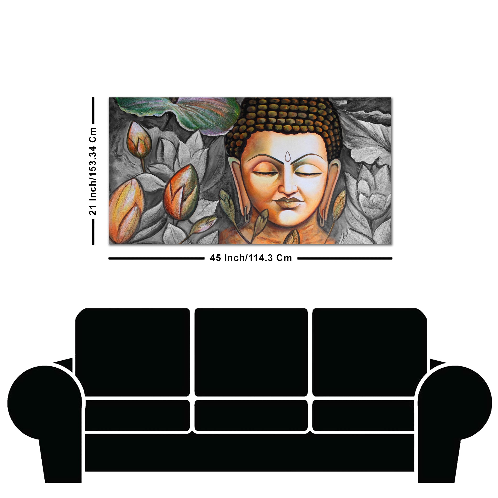 God Buddha Meditating Large Wall Painting