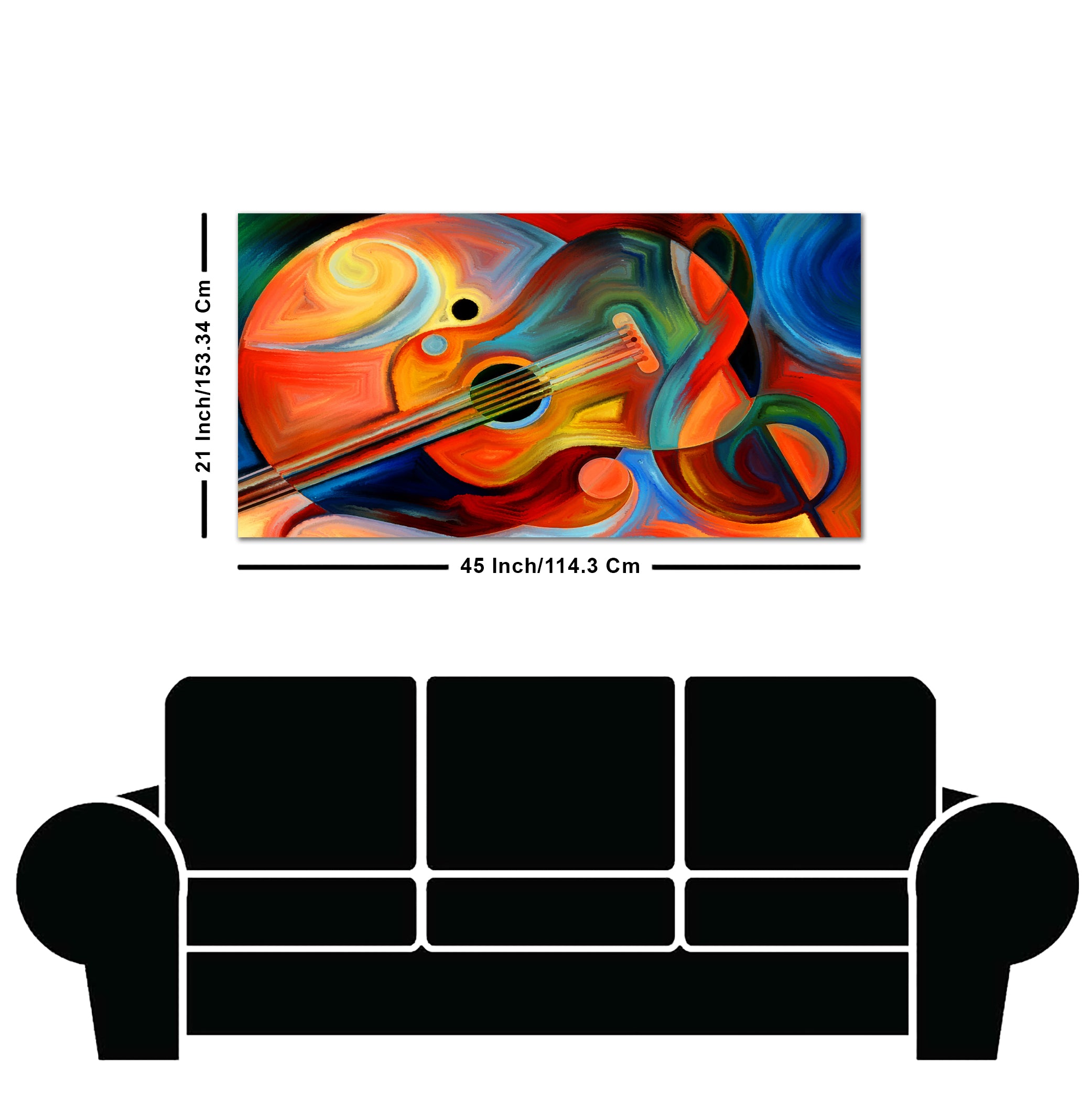 Colorful Abstract Guitar Premium Canvas Wall Painting