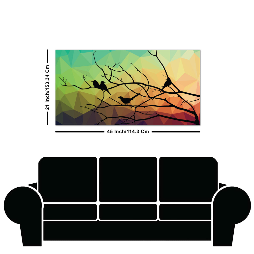 Birds on Branch Abstract Art Wall Painting