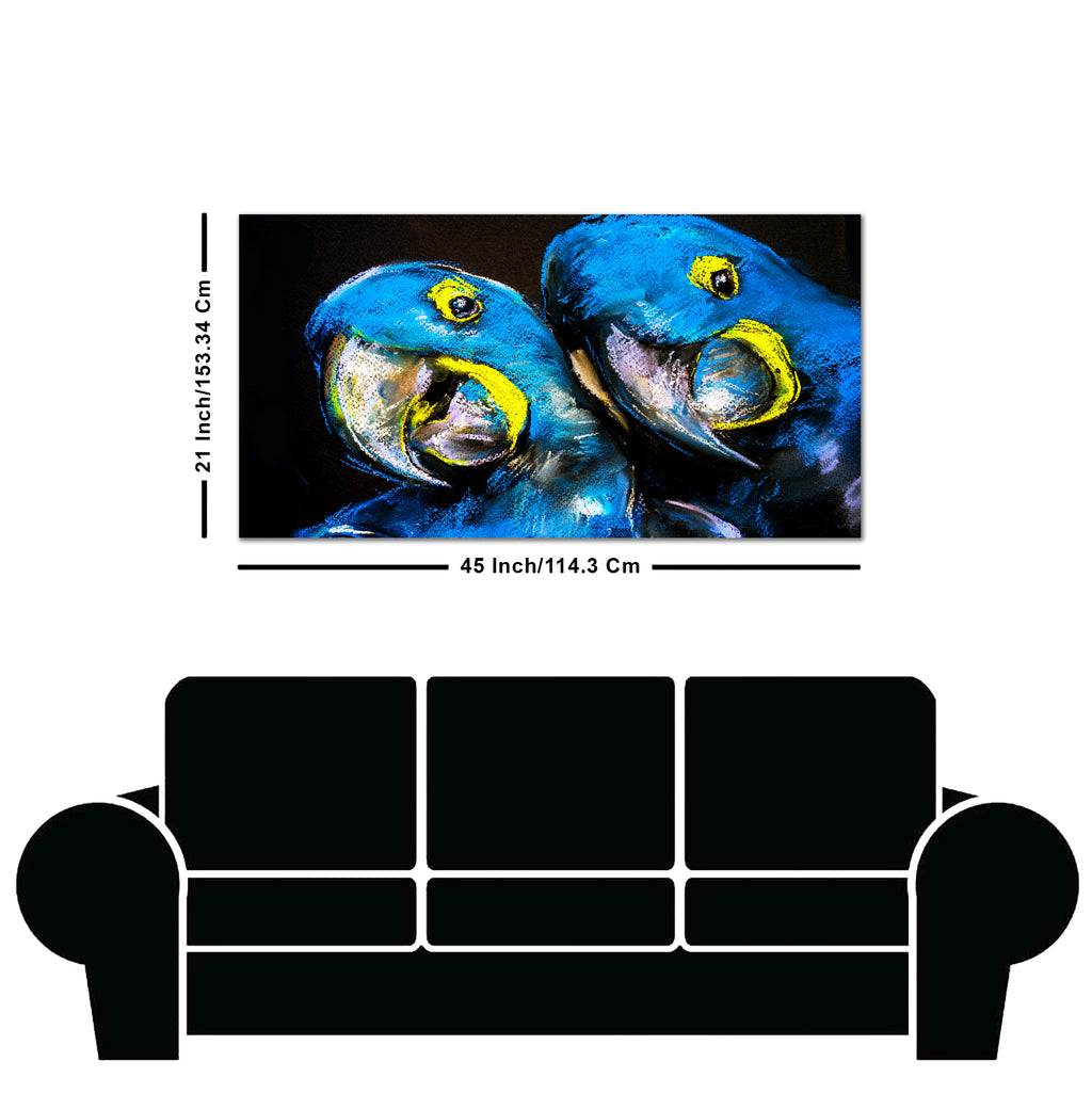 Blue Parrots Pastel Art Wall Painting