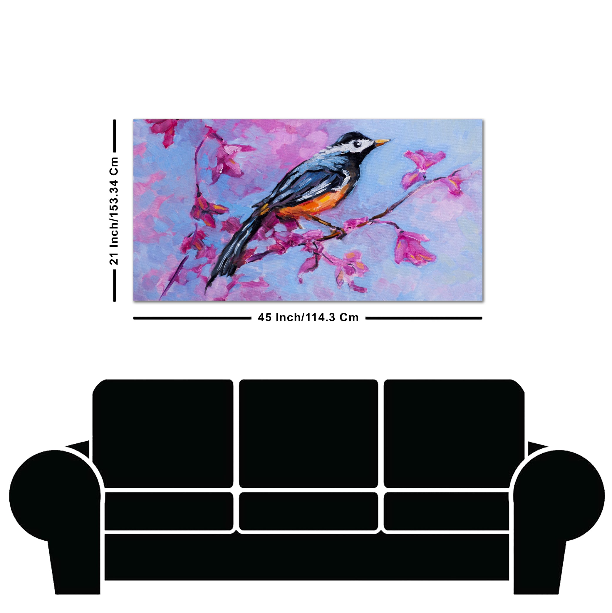 Bird with Nature Abstract Design Wall Painting