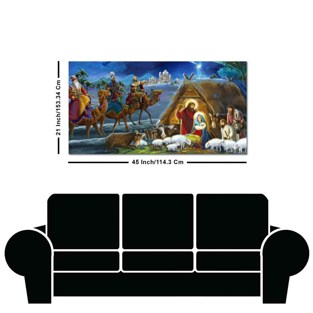 Three Kings and Holy Family Canvas Wall Painting