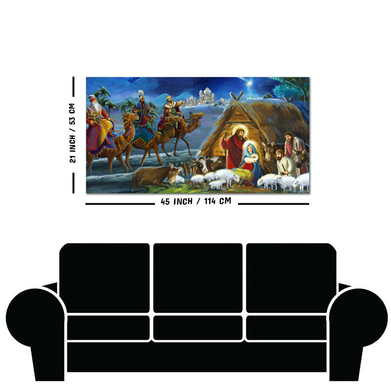 Three Kings and Holy Family Canvas Wall Painting