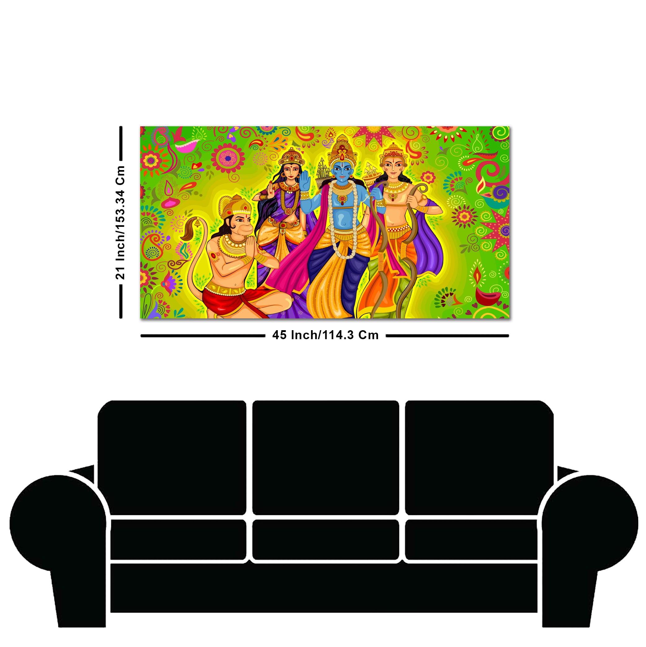 Hindu Gods Shree Ram Darbar Hanuman Premium Canvas Wall Painting