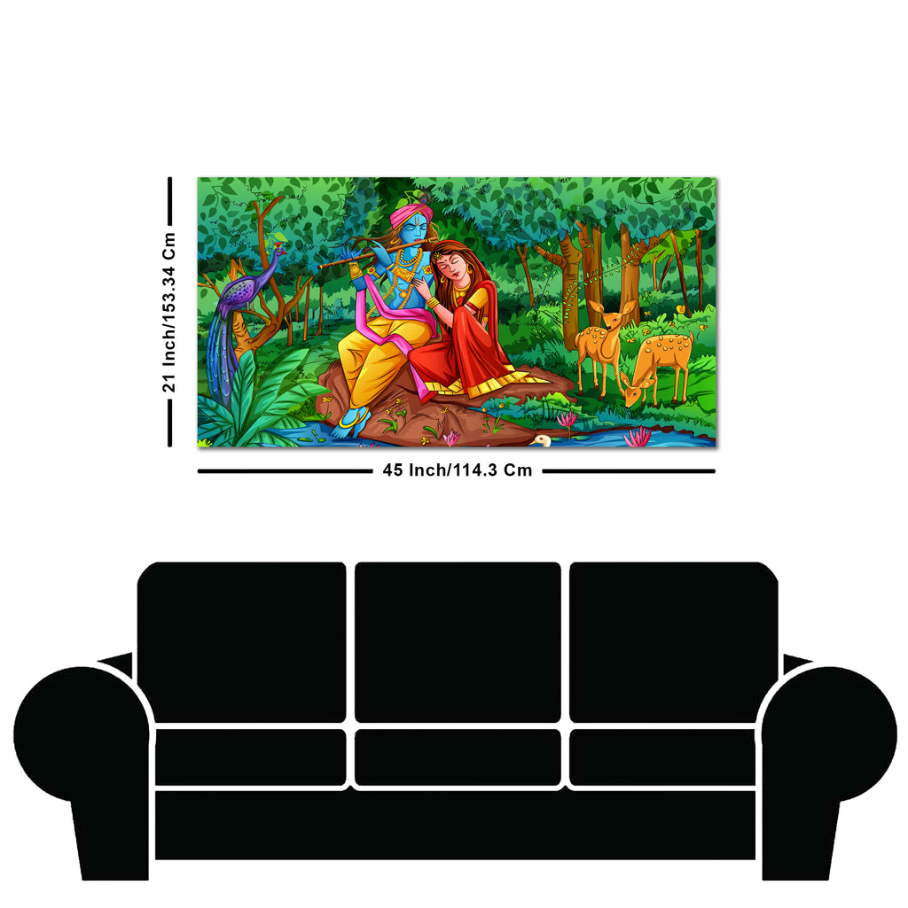 Lord Radha Krishna in Forest Wall Painting