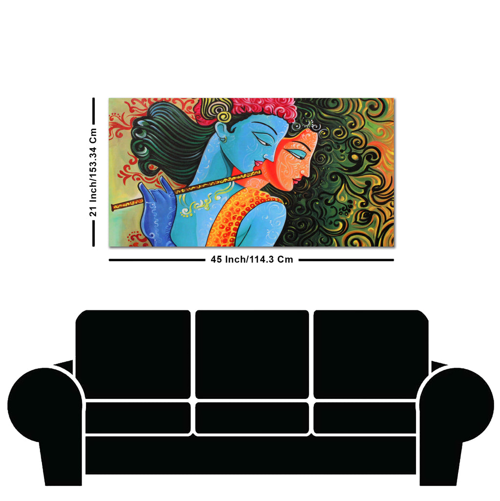 Radha Krishna with Flute Premium Wall Painting