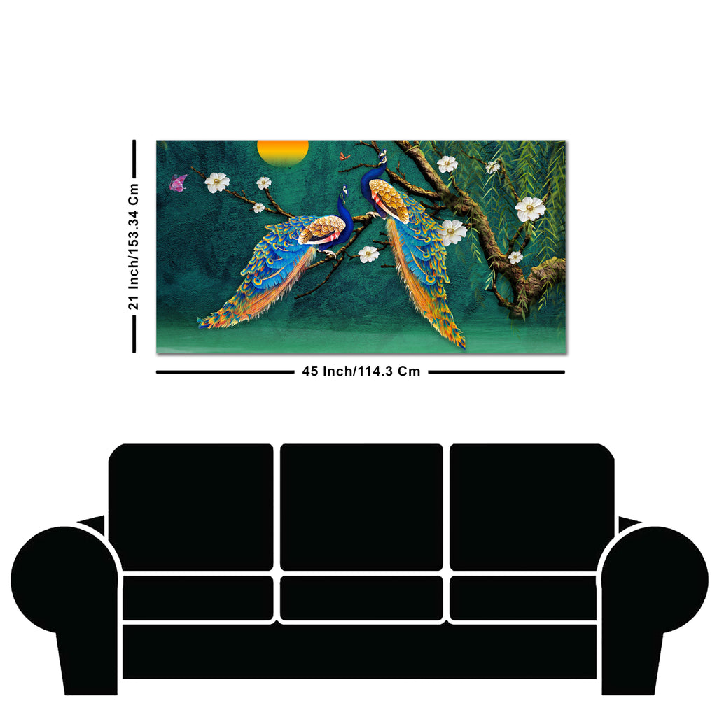 Beautiful Pair of Peacock Canvas Wall Painting