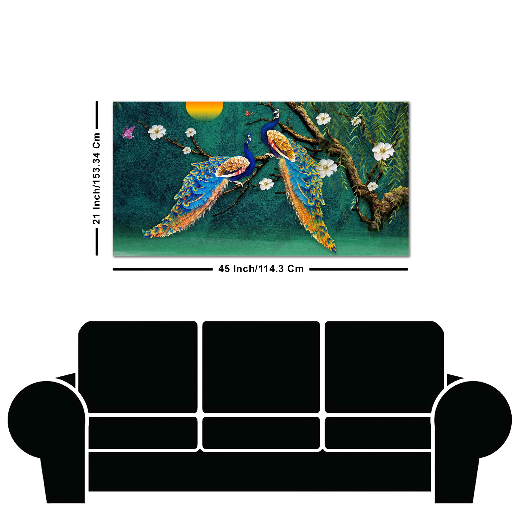 Beautiful Pair of Peacock Canvas Wall Painting