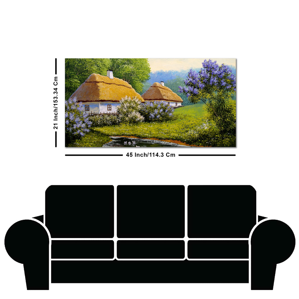 Huts in Old Village Canvas Wall Painting