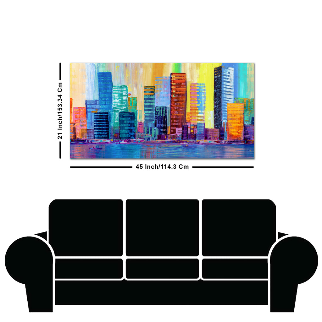 Colorful City Skyline Premium Wall Painting