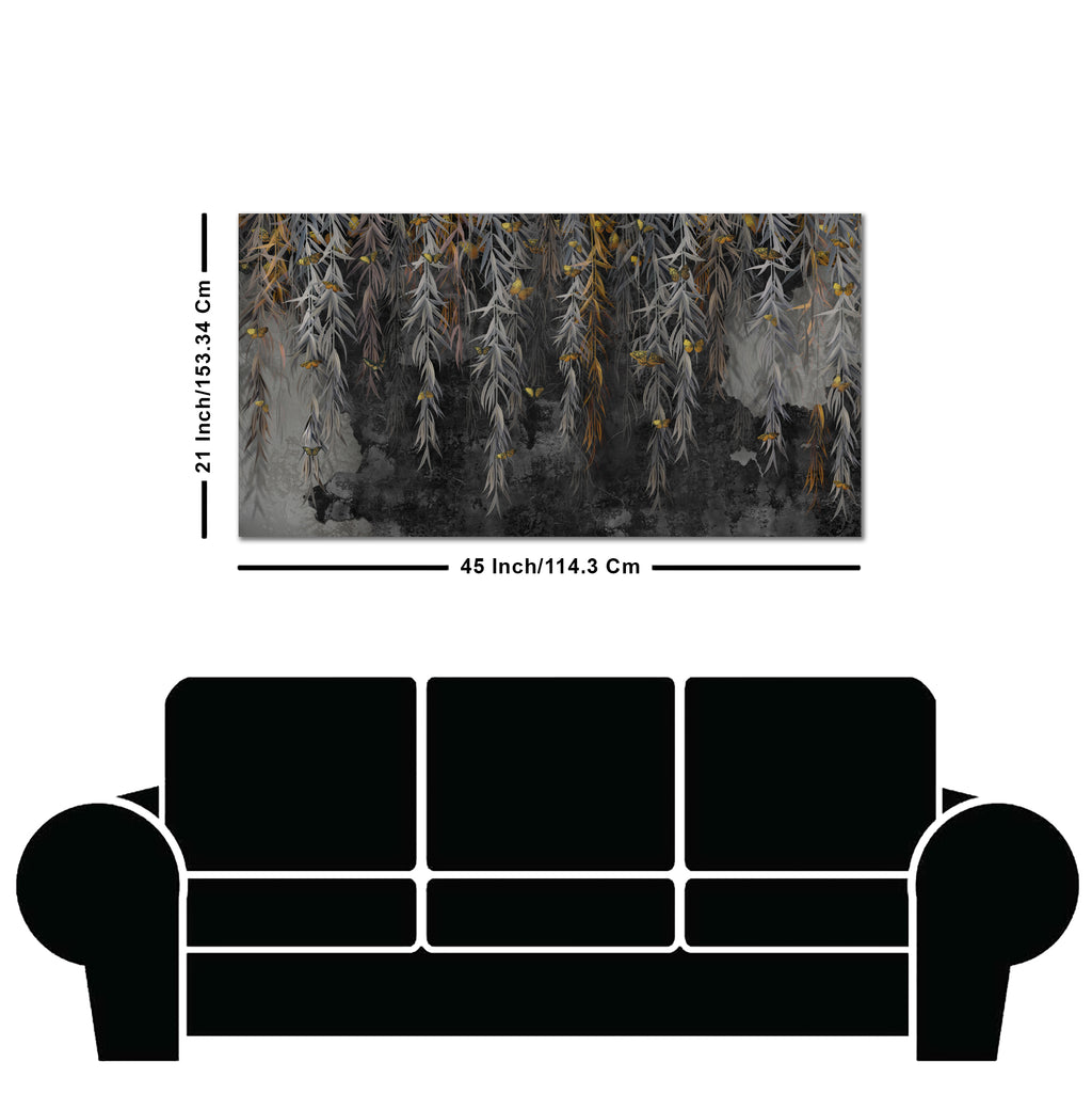 Willow Branches with Gold Butterflies Wall Painting