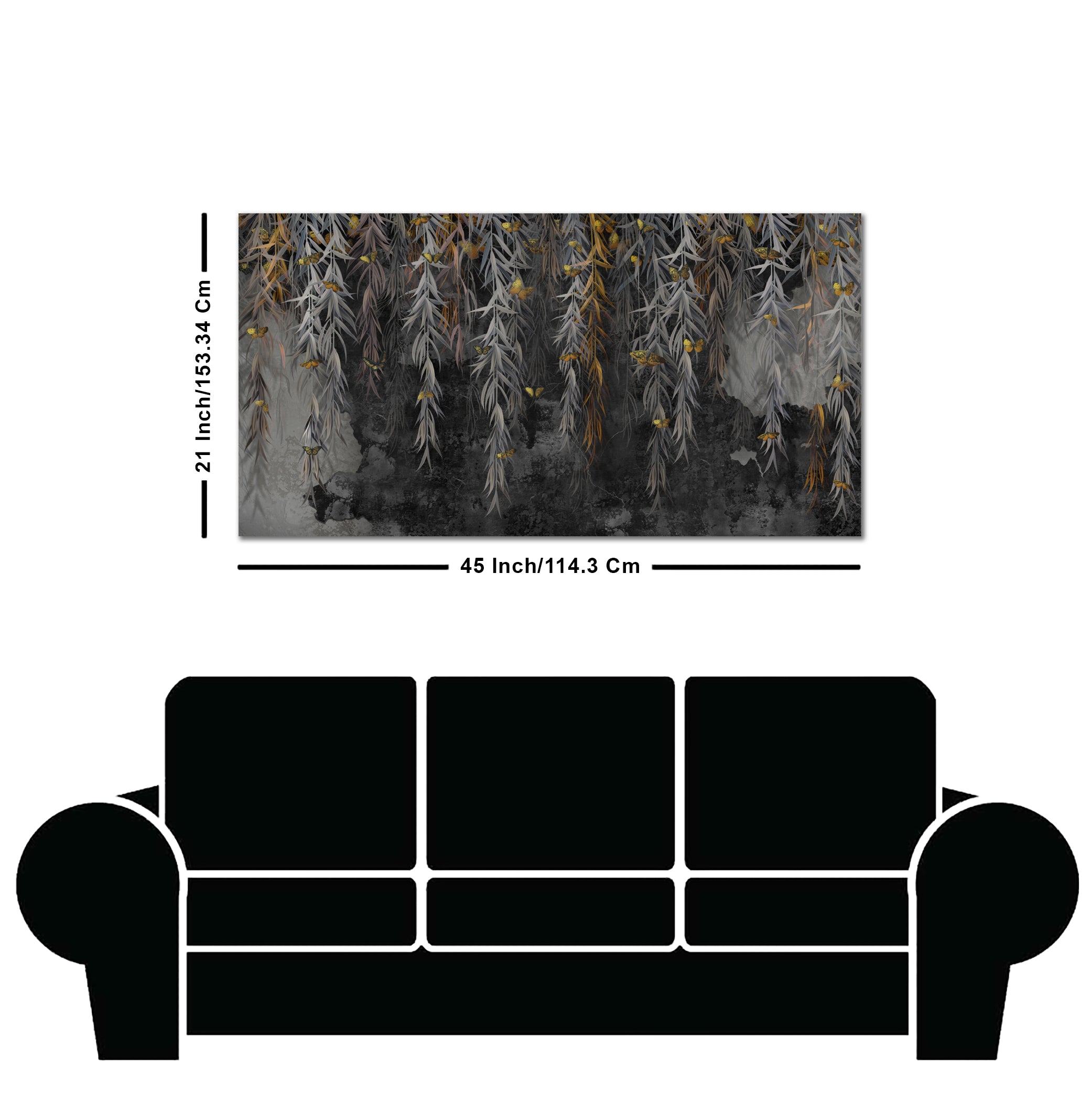Willow Branches with Gold Butterflies Wall Painting