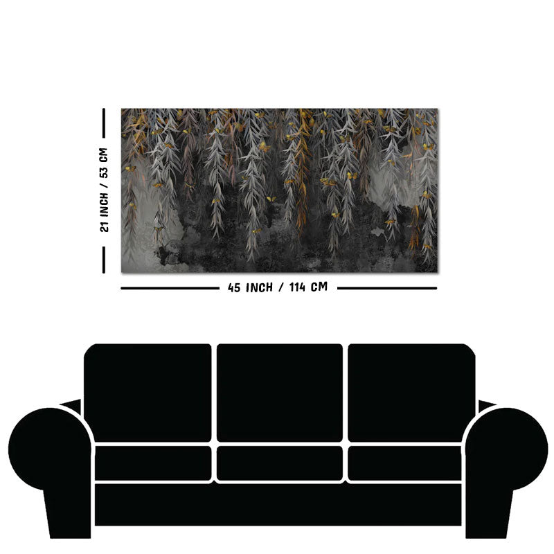 Willow Branches with Gold Butterflies Wall Painting