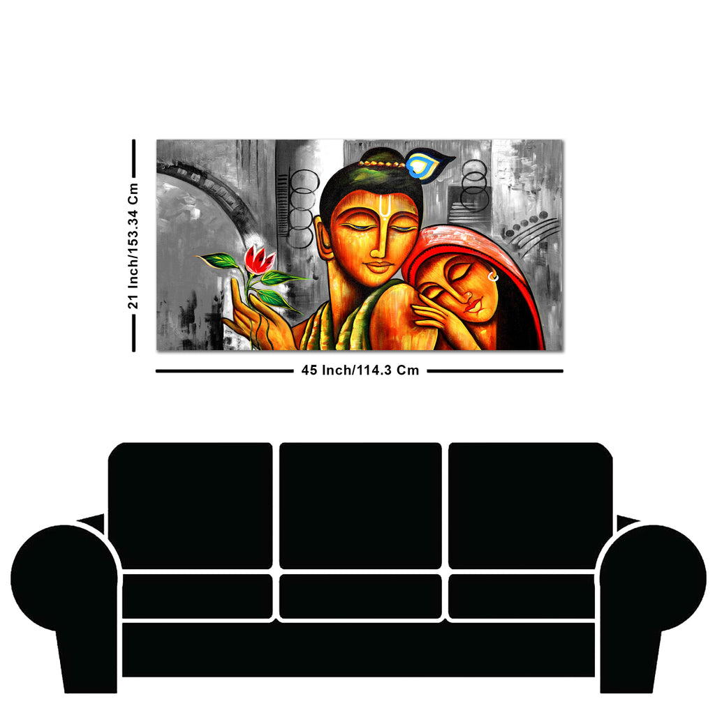 Big Size Premium Wall Painting of Lord Radha Krishna