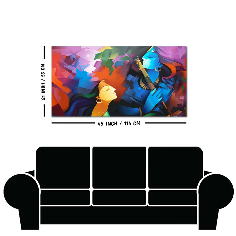 Premium Abstract Painting of Lord Radha Krishna