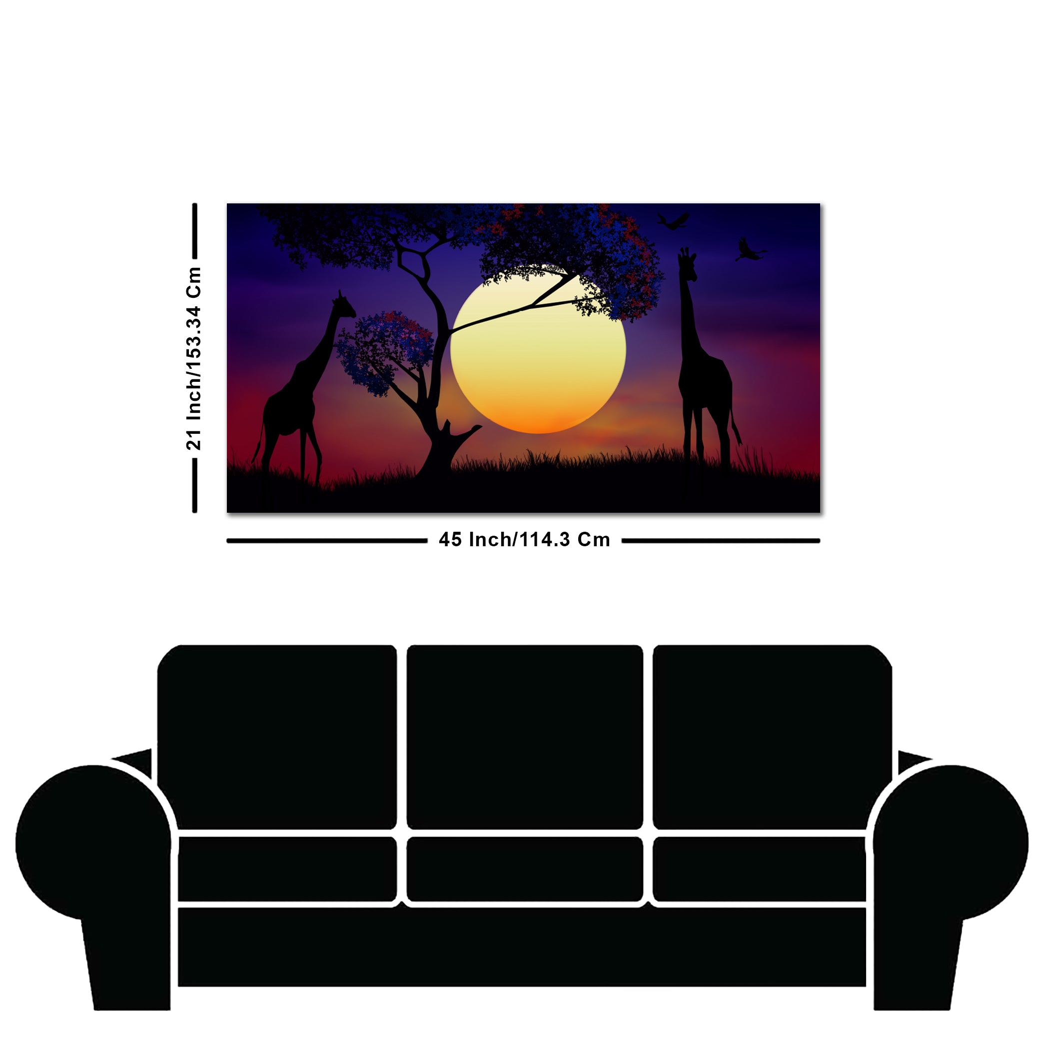 Pair of Giraffe at Night Canvas Wall Painting