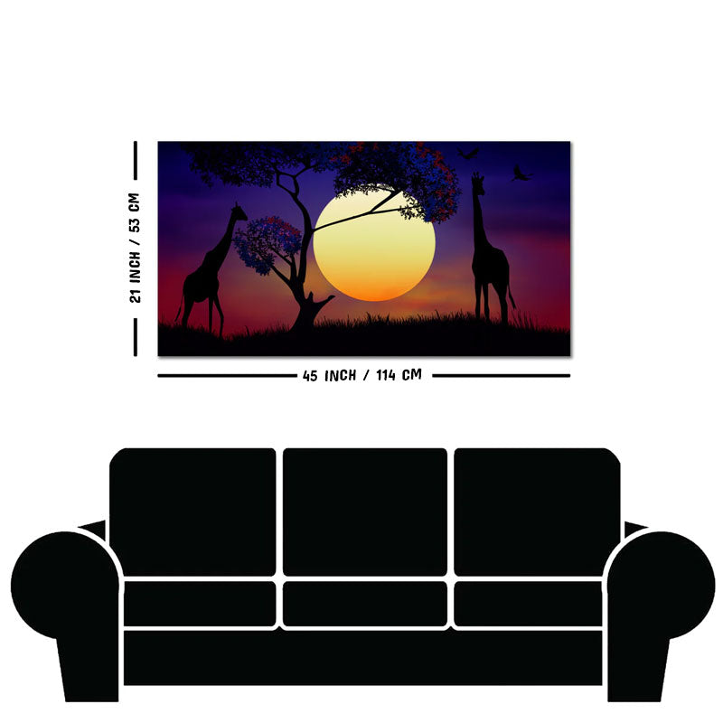 Pair of Giraffe at Night Canvas Wall Painting