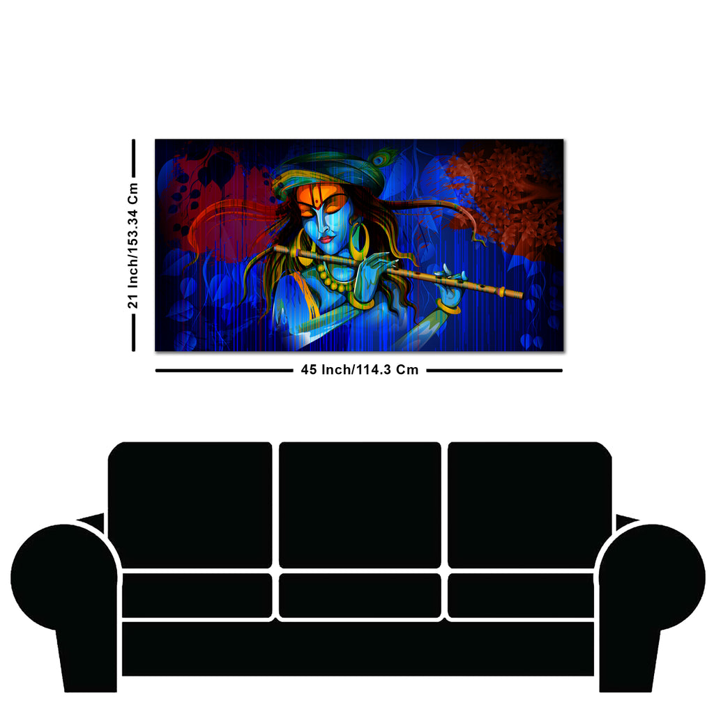 Lord Krishna Playing Flute Wall Painting