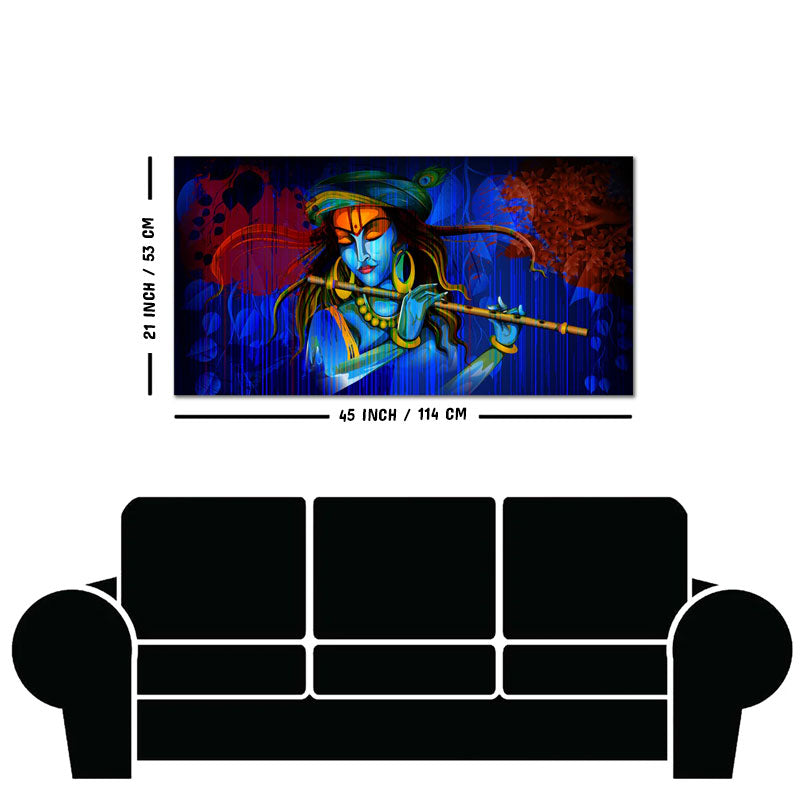 Lord Krishna Playing Flute Wall Painting