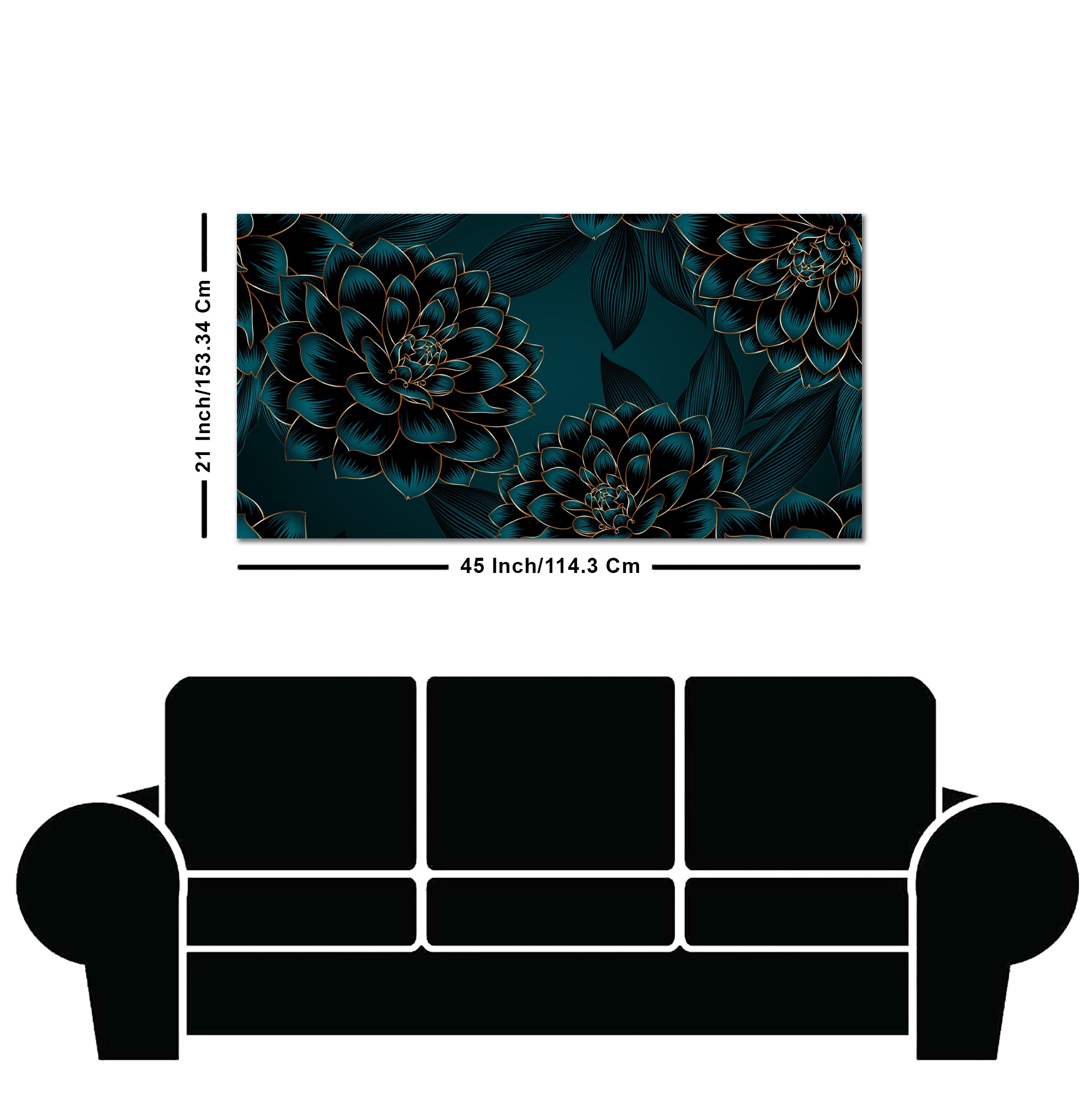 Golden Flowers Dahlia and Leaves Wall Painting