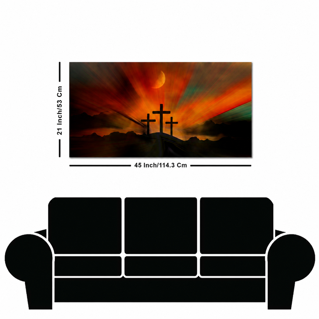Three Cross Silhouette Canvas Wall Painting