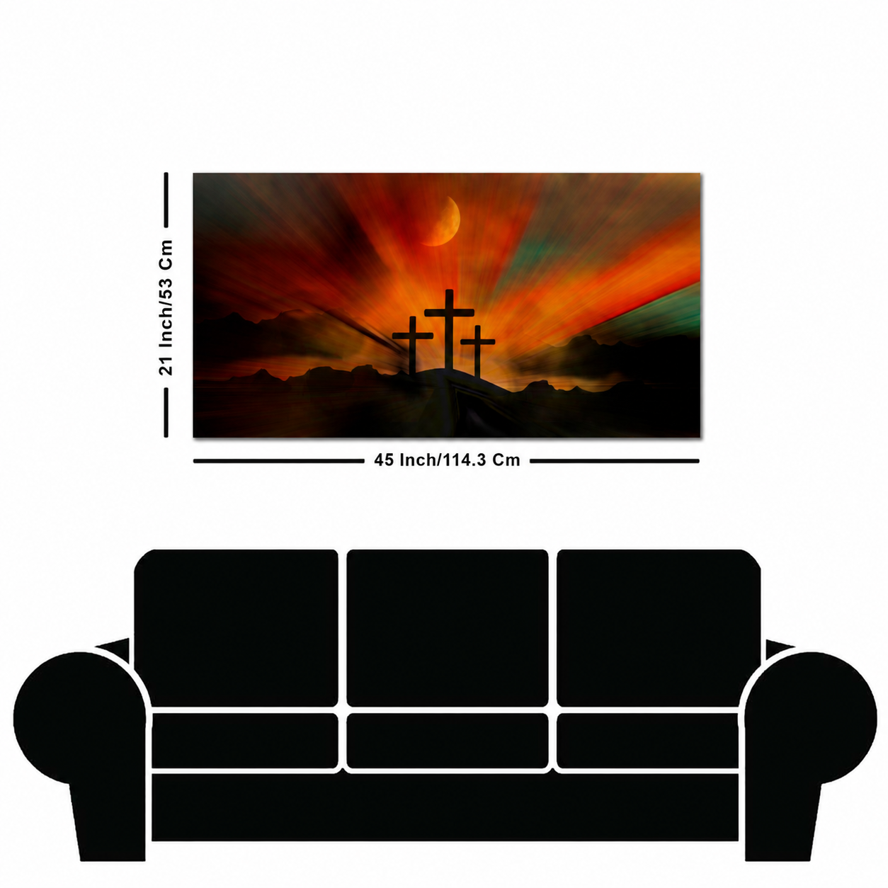 Three Cross Silhouette Canvas Wall Painting