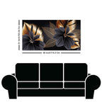 Flowers with Golden Monstera Leaves Wall Painting
