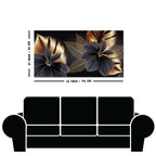 Flowers with Golden Monstera Leaves Wall Painting