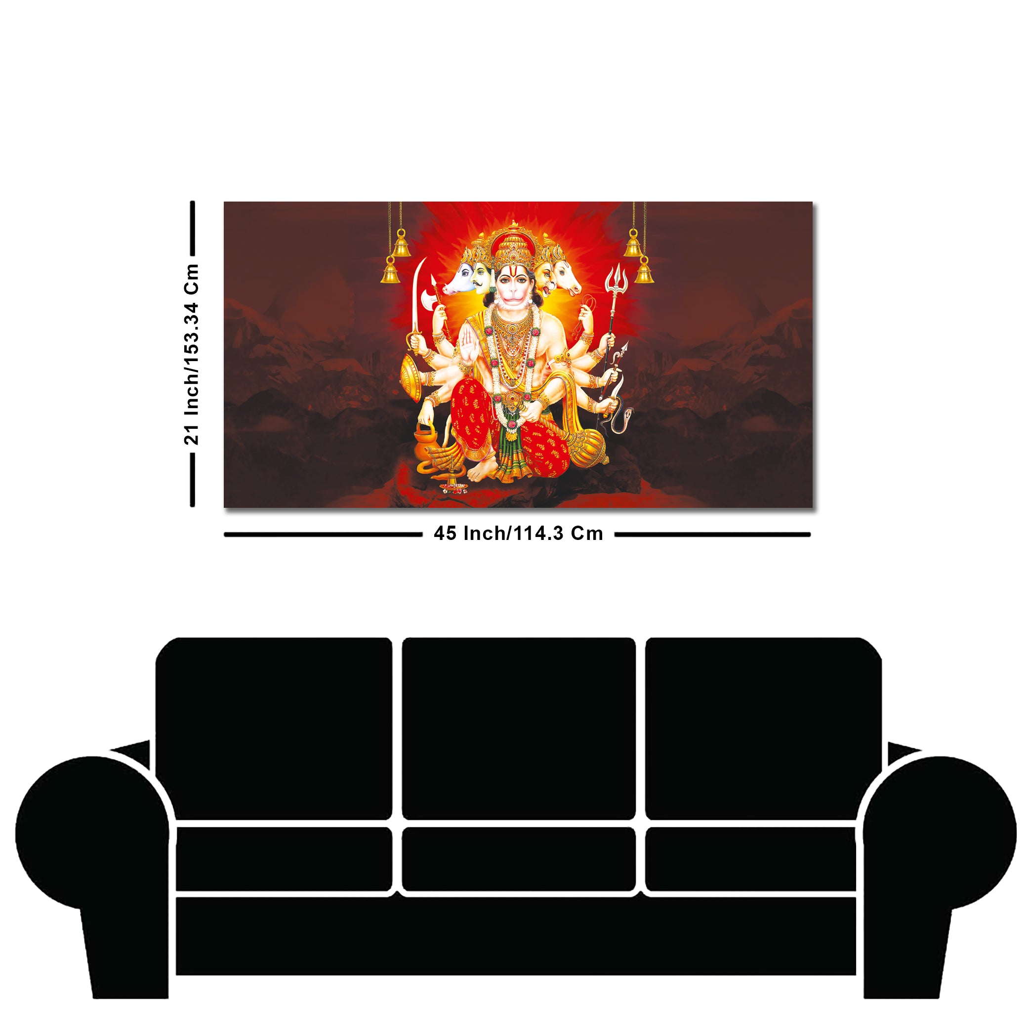 Panchmukhi Bajrangbali Canvas Wall Painting