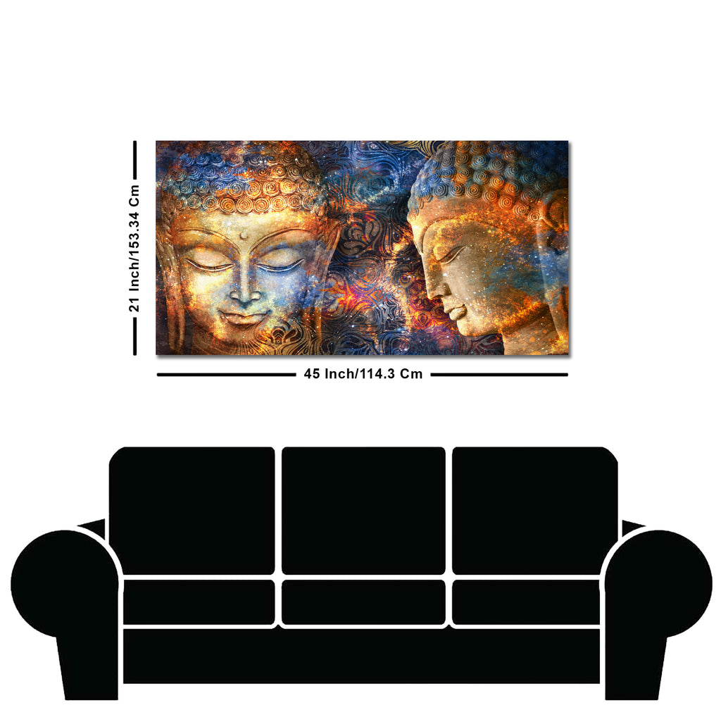 Golden Head of Lord Buddha Canvas Wall Painting