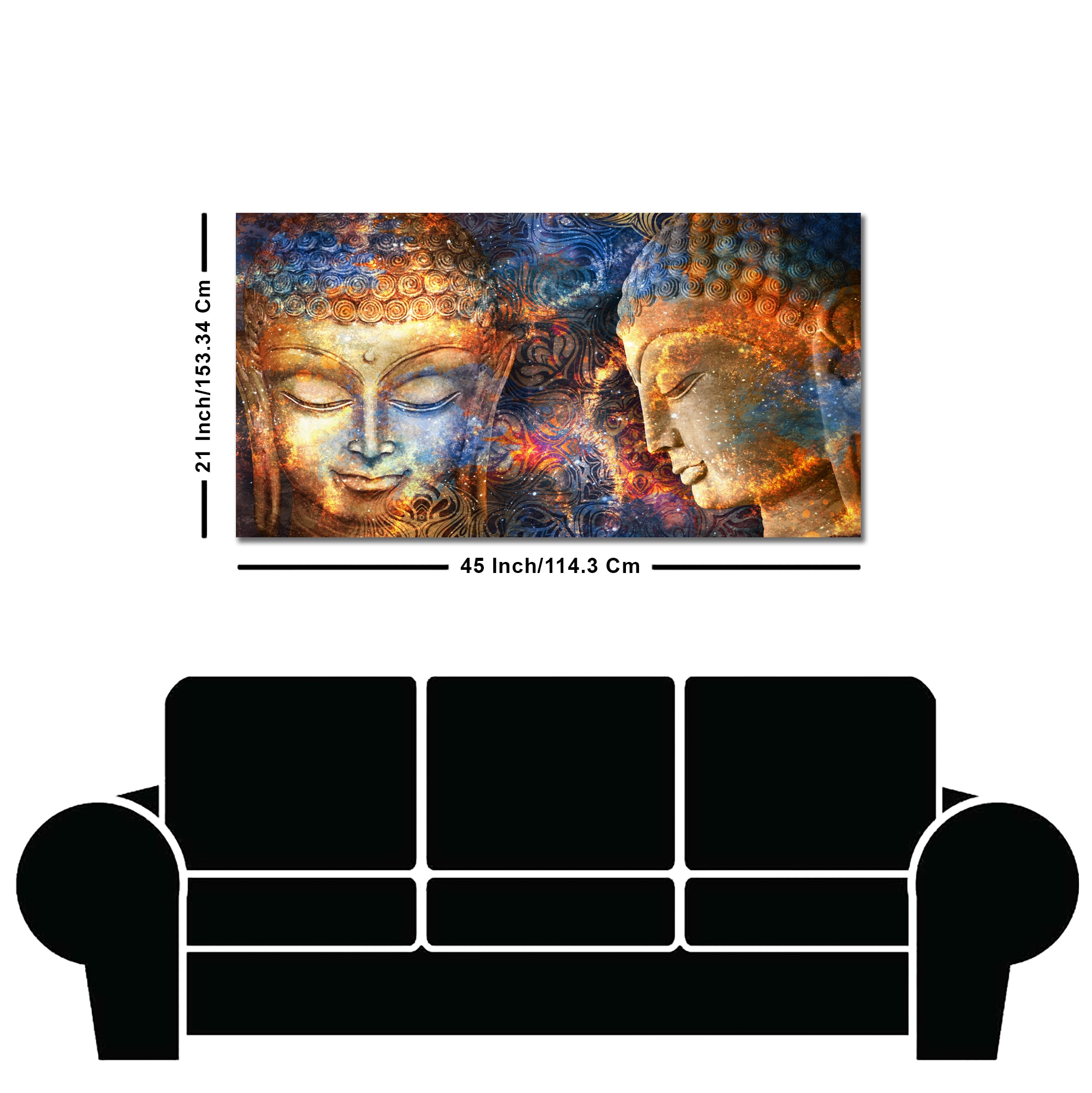 Golden Head of Lord Buddha Canvas Wall Painting