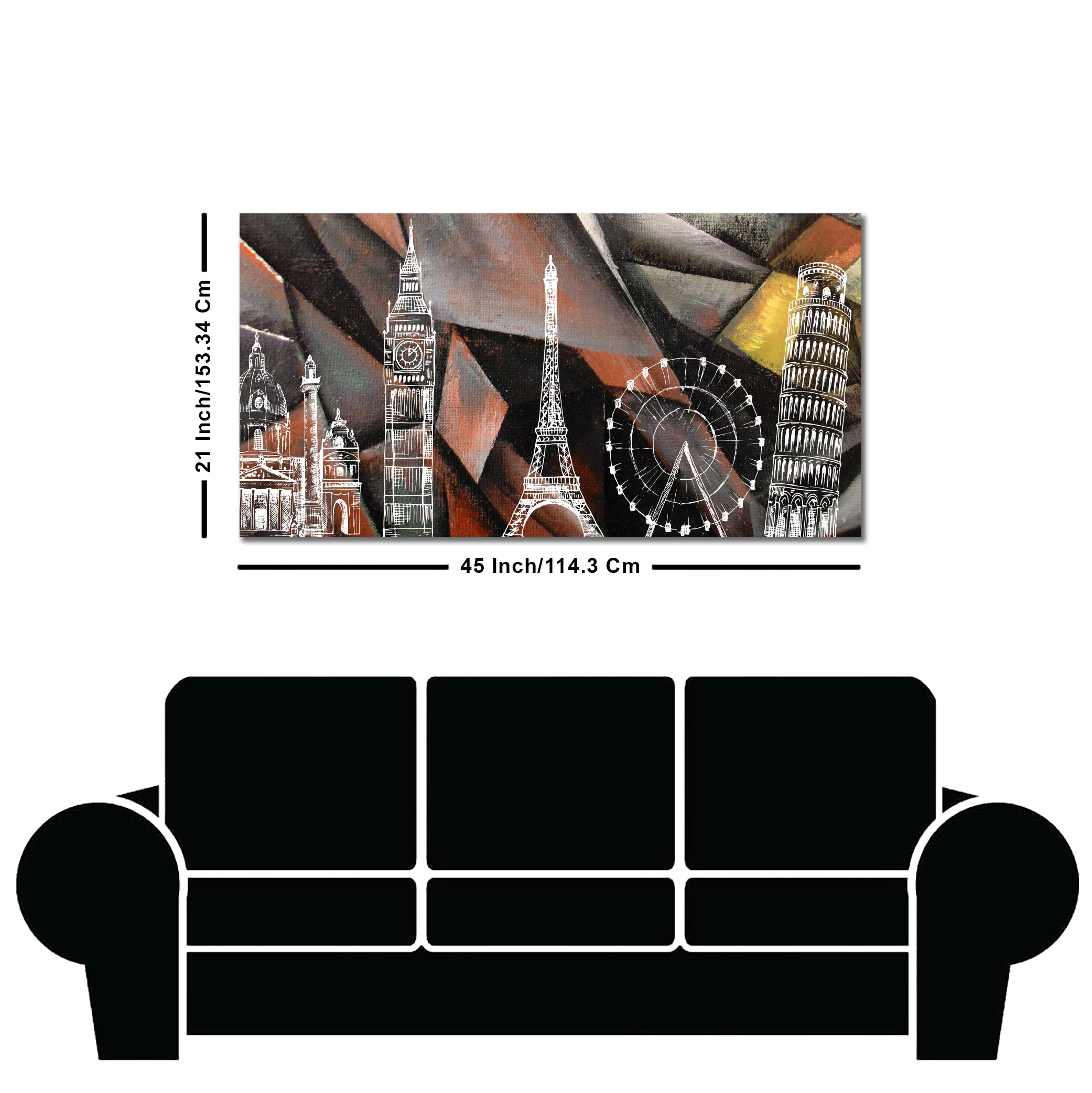 Abstract Art Famous Architectures Canvas Wall Painting