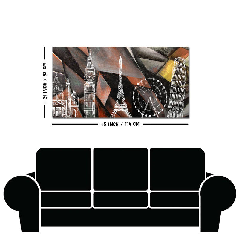 Abstract Art Famous Architectures Canvas Wall Painting