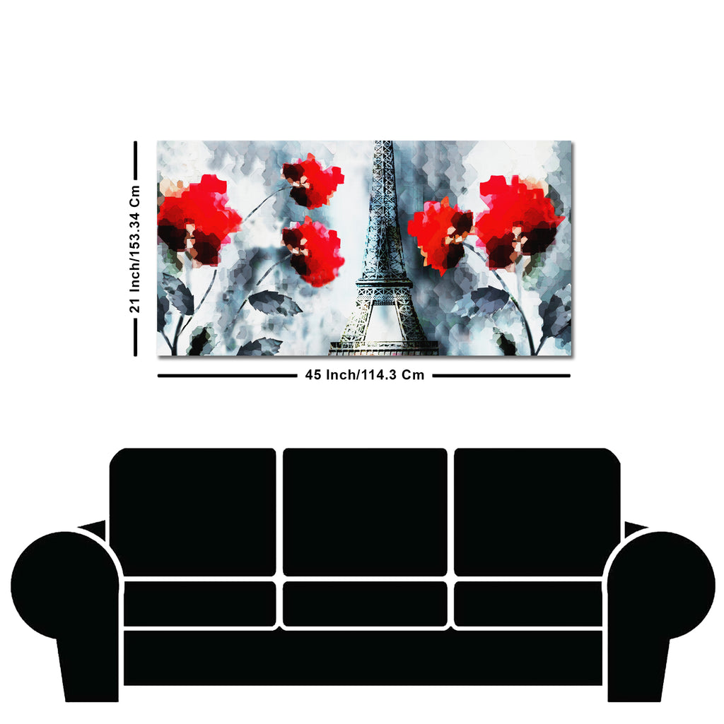 Modern Abstract Art Eiffel Tower and Flowers Wall Painting