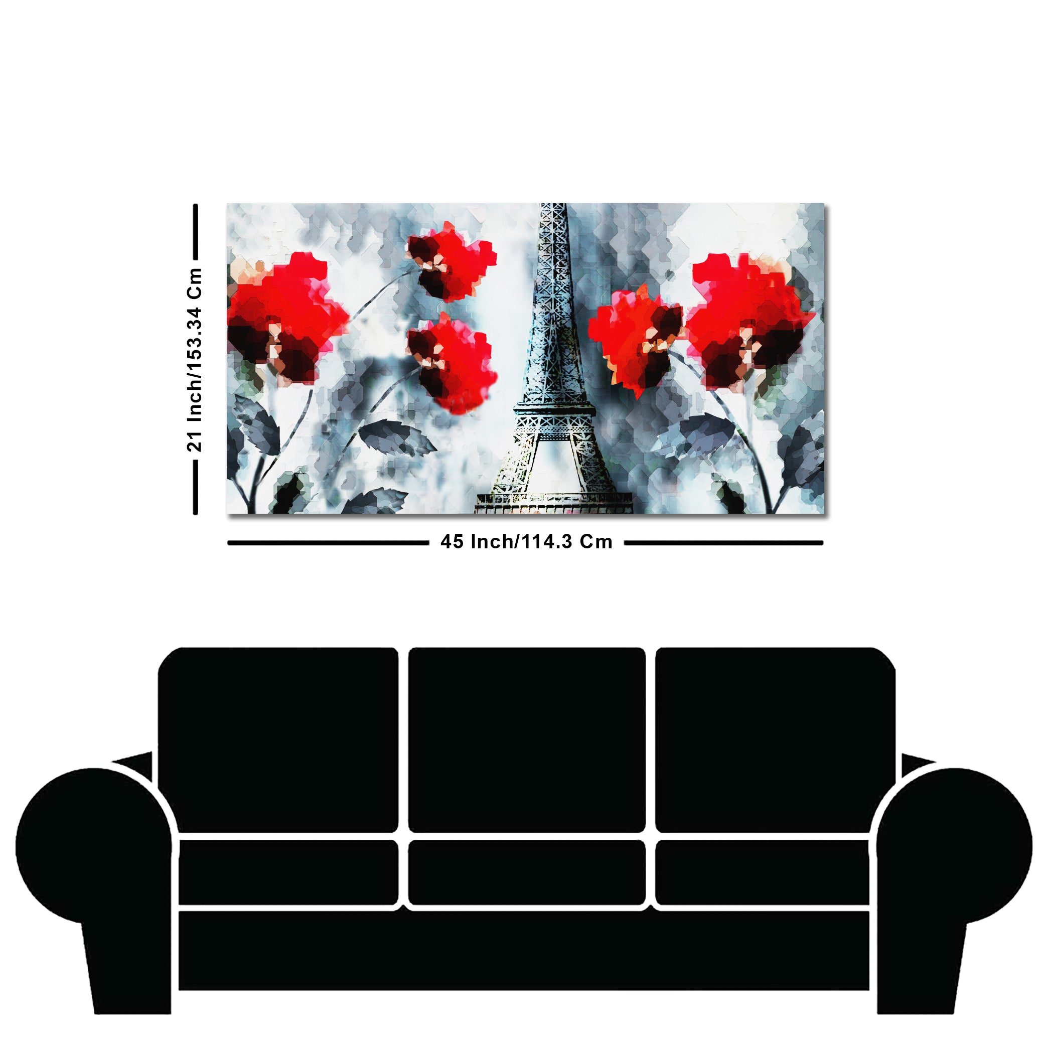 Modern Abstract Art Eiffel Tower and Flowers Wall Painting