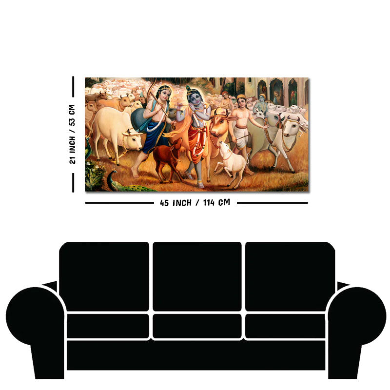 Shree Krishna with Balram Canvas Wall Painting
