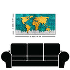 Golden World Map Canvas Wall Painting