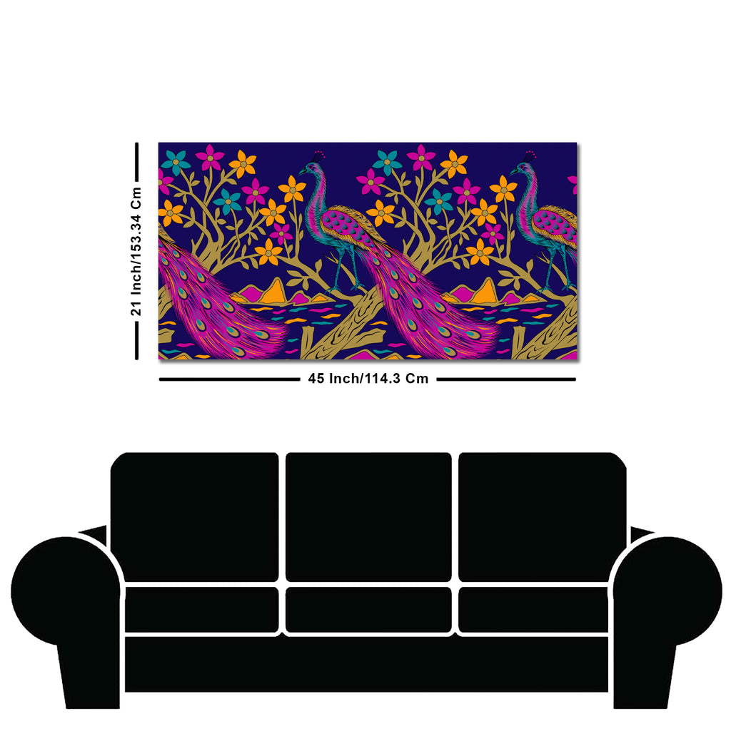 Beautiful Peacock With Flower Art Wall Painting