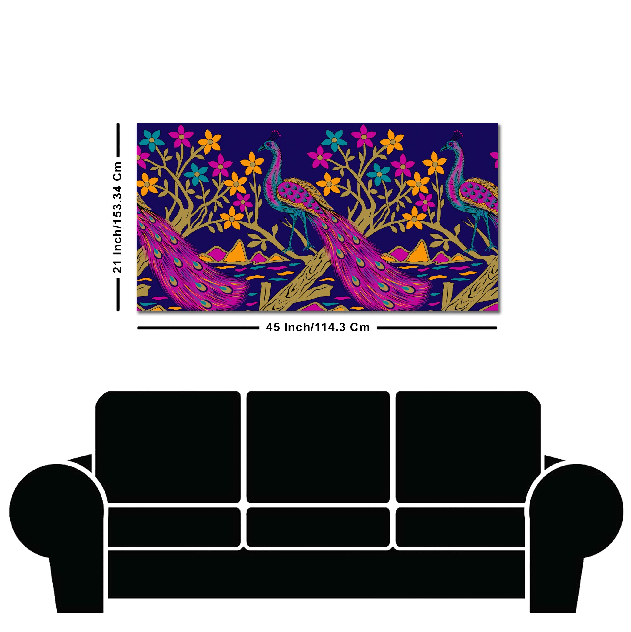 Beautiful Peacock With Flower Art Wall Painting