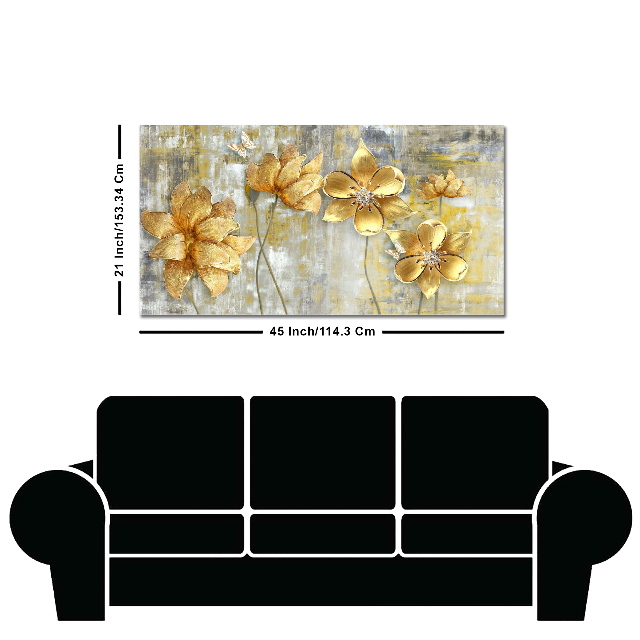 Golden Flowers Abstracts Art Canvas wall painting