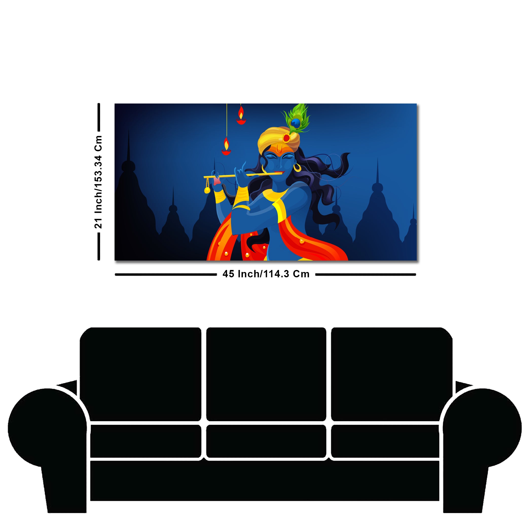 Beautiful Abstract Art of Lord Krishna Flute Canvas Wall Painting