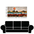Golden Birds Flying Over Colorful Mountains Canvas Wall Painting