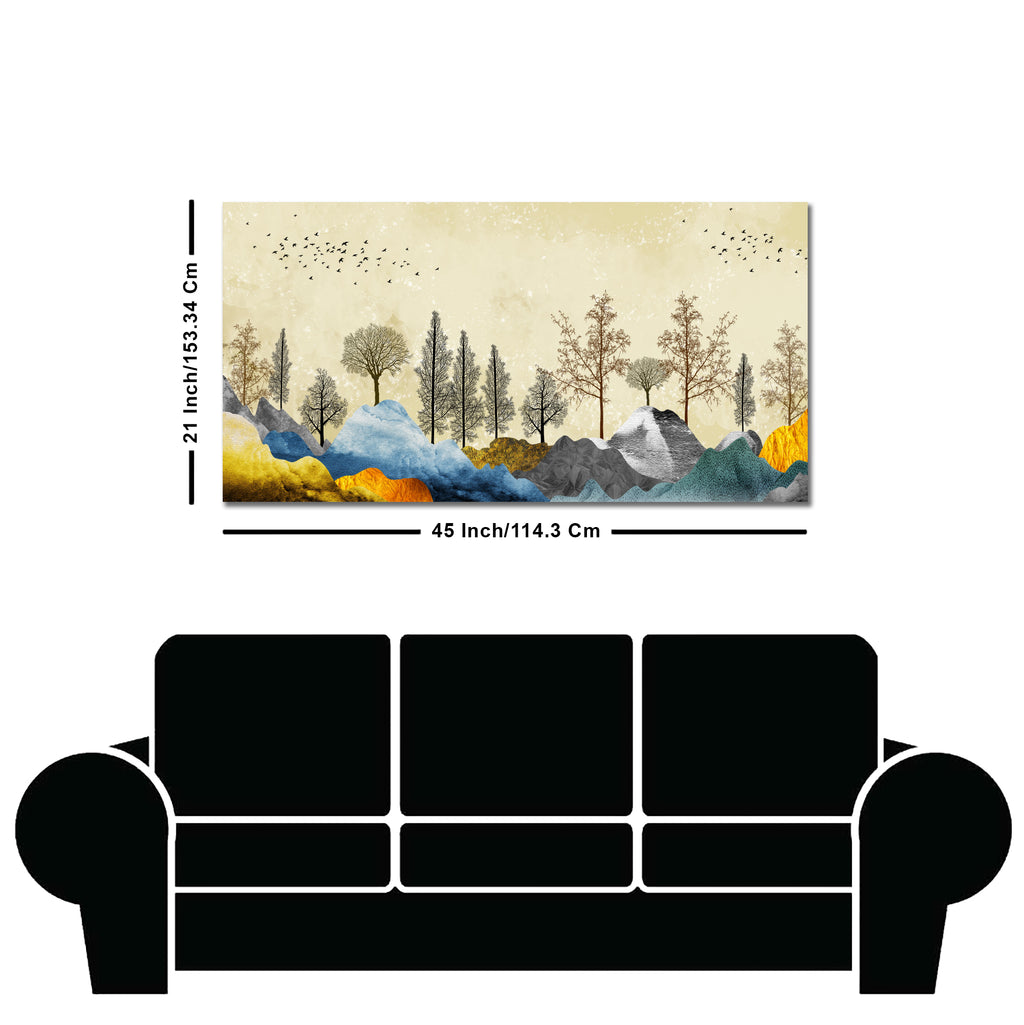 Beautiful Mountain Landscape with Trees Premium Canvas Wall painting