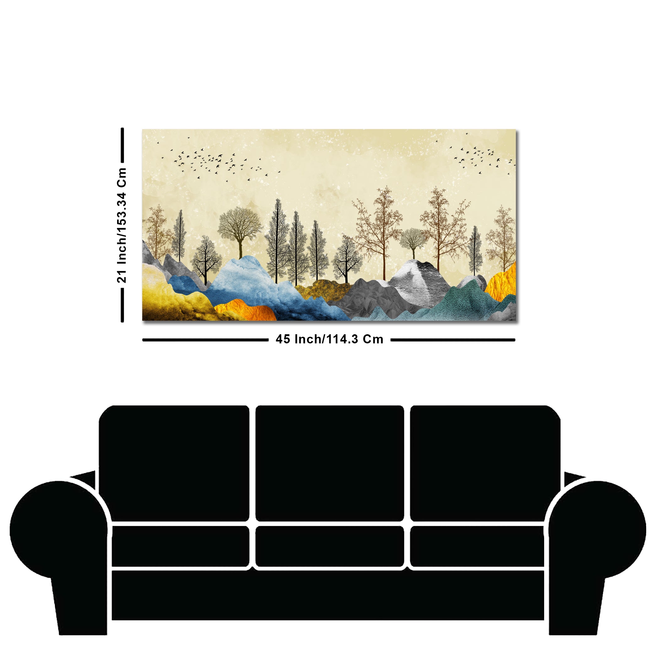 Beautiful Mountain Landscape with Trees Premium Canvas Wall painting