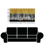 Golden Deers in Dark Forest Premium Canvas Wall Painting