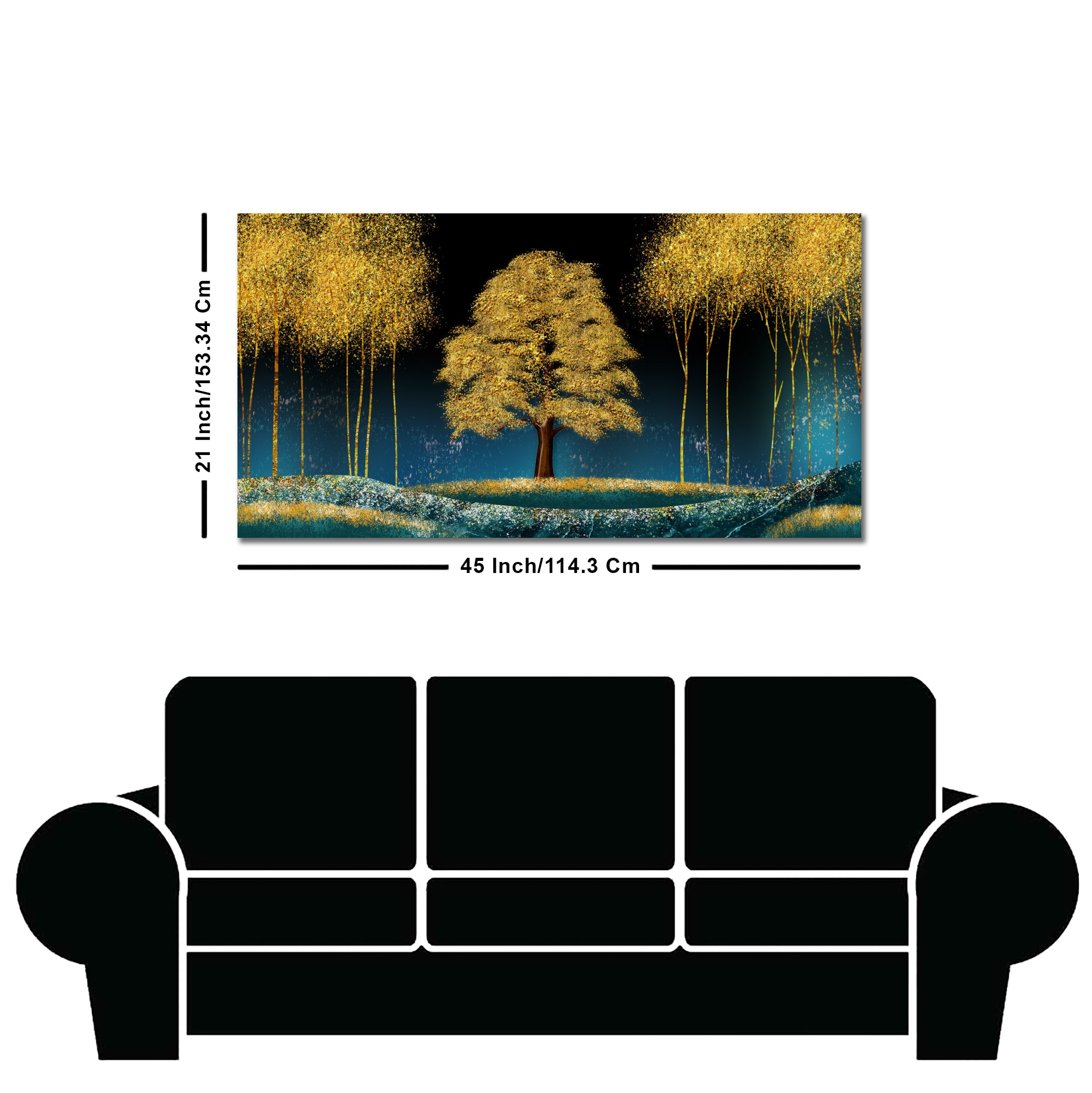 Beautiful Blue Sky and Golden Tree Canvas Wall Painting