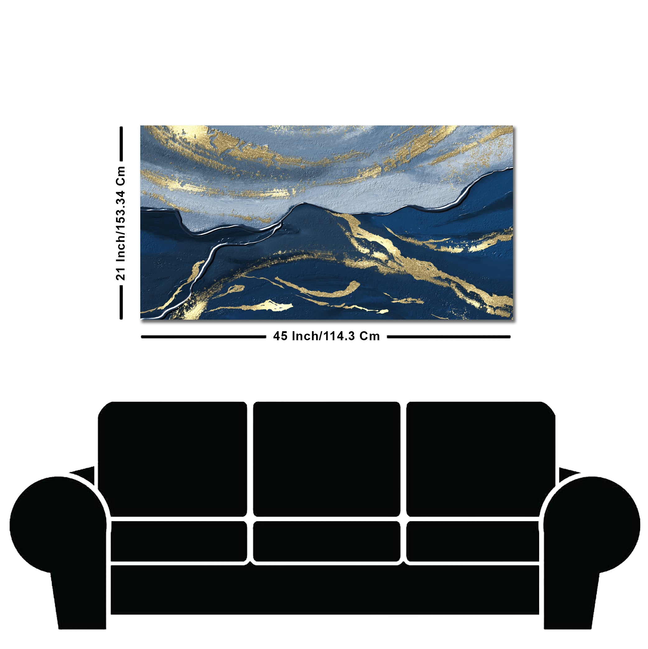 Dark Mountains and Golden Sky Premium Canvas Wall Painting