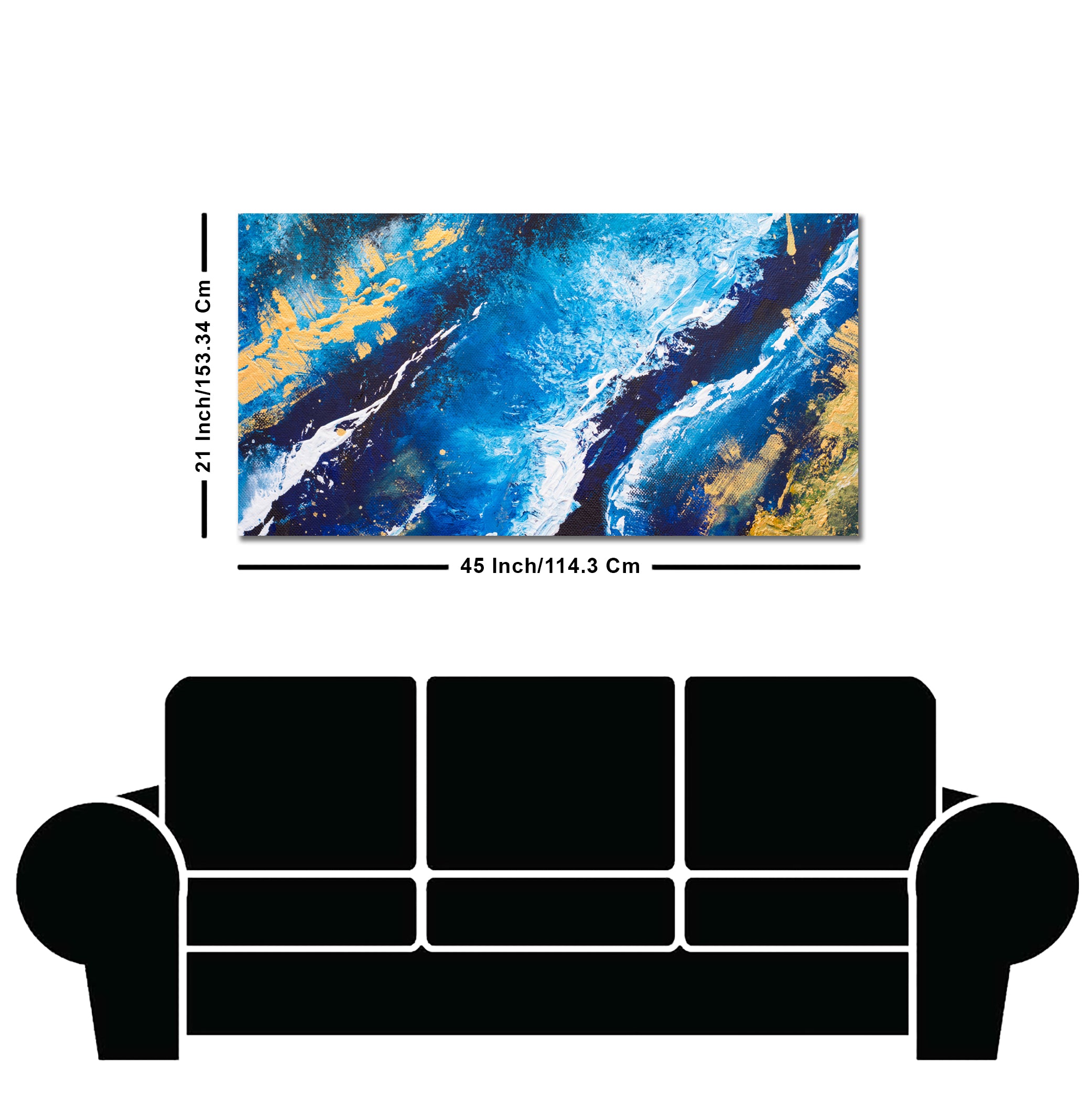 Contemporary Abstract Dark Blue Premium Canvas Wall Painting